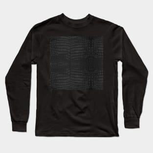 Black Crocodile Leather Print Long Sleeve T-Shirt